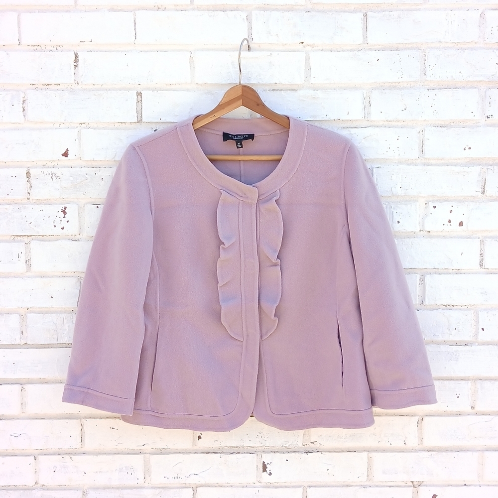 Talbots Wool Blend Lavender Ruffle Blazer - Picture 2 of 6